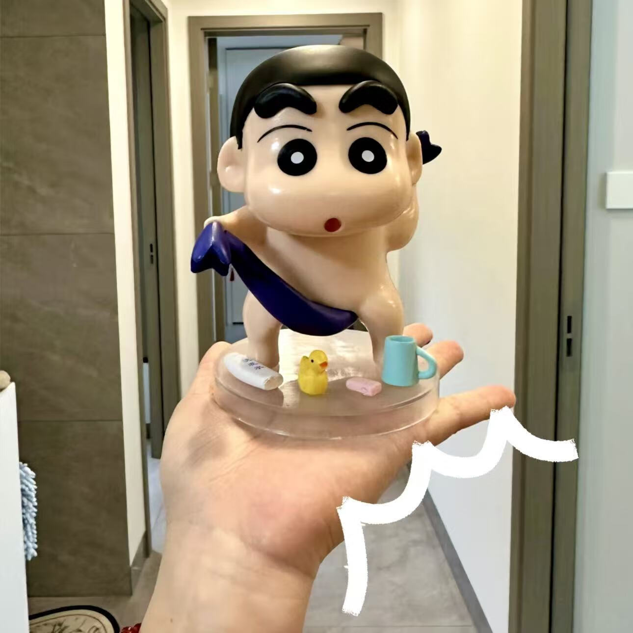 蜡笔小新正品潮玩具手办洗澡系列桌面摆件动漫周边男女生日礼物 洗澡小新+配件10CM【顶配版】