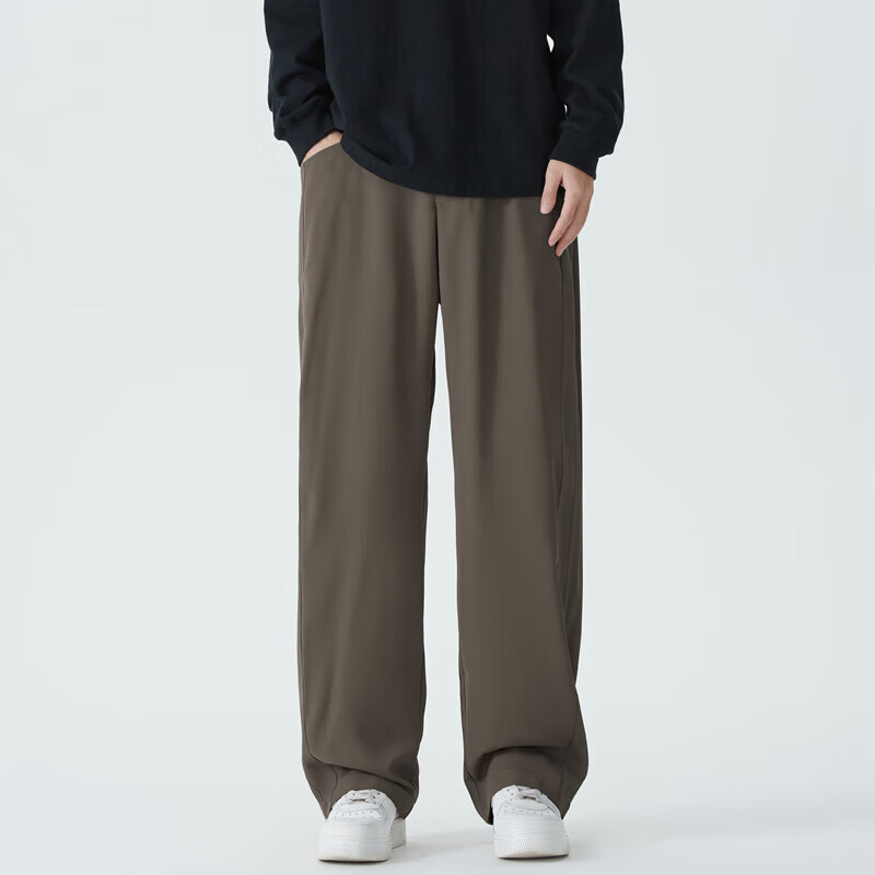 七丝记【达人专属】直筒休闲西裤男款垂坠感垂感长裤宽松阔腿裤BY-K8977 黑色 M