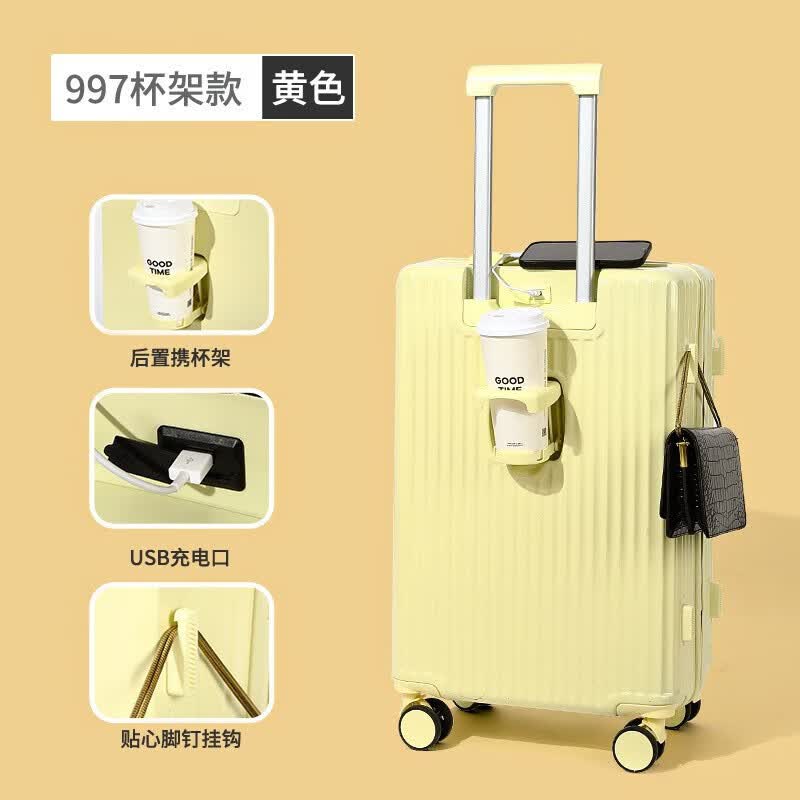 包时尚(PACKAGE FASHION)小清新行李箱女新款拉杆箱男20寸学生万向轮 997杯架款蓝灰色 20寸