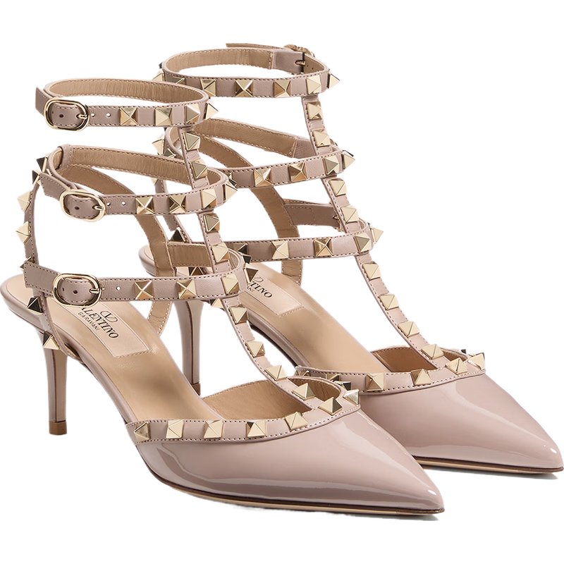 華倫天奴VALENTINO[禮物]女士 ROCKSTUD 鉚釘高跟鞋涼鞋 裸粉色 36