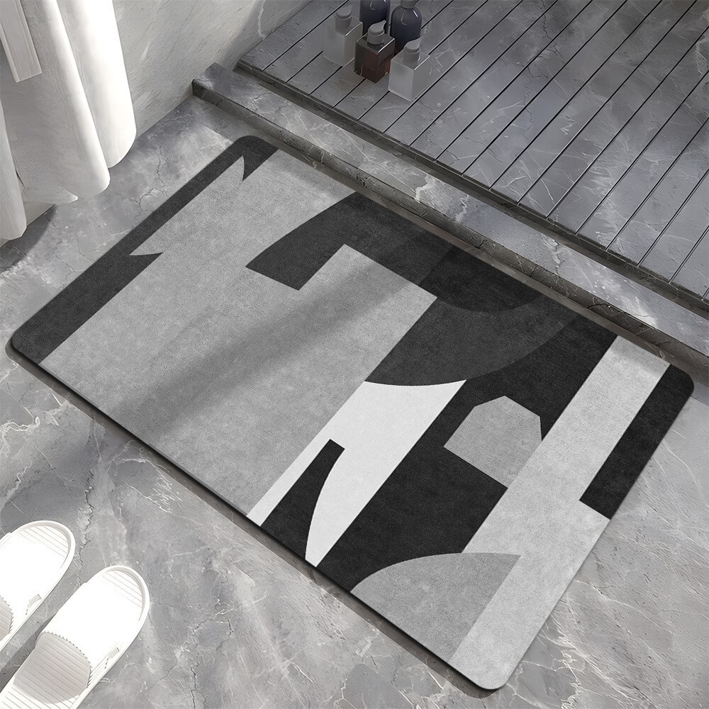 季象浴室地垫厕所洗漱台防滑垫加厚家用地毯吸水速干卫生间门口脚垫子 GZN-线条几何-01 40x60cm