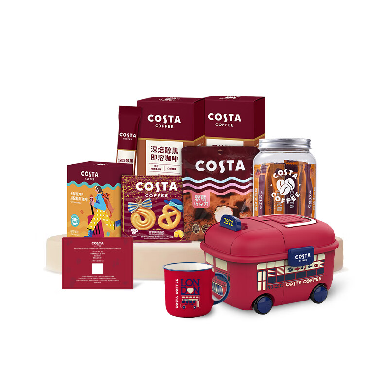 COSTA浓郁黑巧挂耳饼干礼盒年货节礼物送礼首选 258英伦复古巴士 储物箱&amp;马克杯