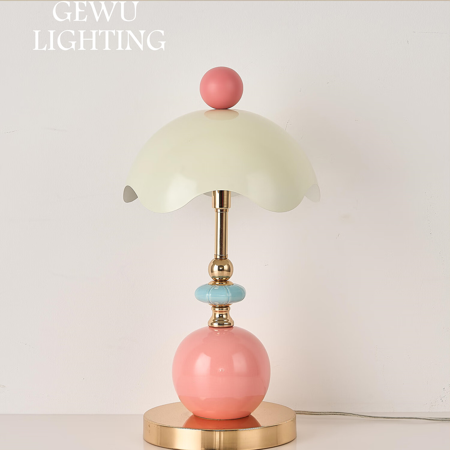 比达迩GEWU 意大利设计师法式蛋壳台灯卧室高级轻奢床头主卧氛围灯礼物 少女粉【三色调光】