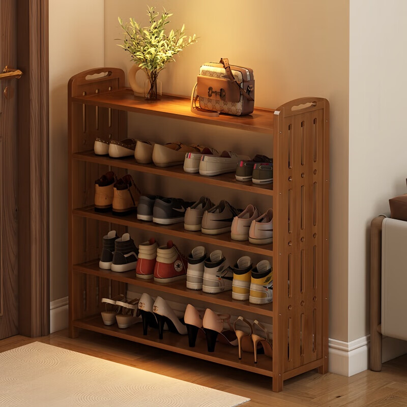 馨婺家简易多层鞋架家用门口收纳置物架入户玄关小窄鞋架出租屋室内鞋柜 茶色-3层50cm【稳固承重】