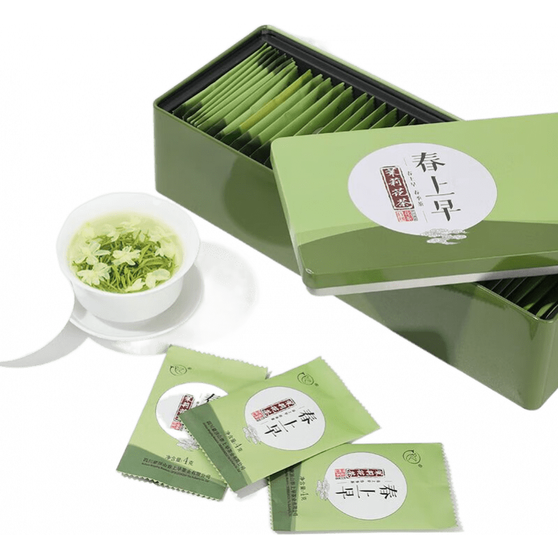 春上早茉莉花茶 160g/盒2025新茶濃香型綠茶四川特級飄雪茶葉獨立小包裝 茉莉花茶160g1盒【共40袋】