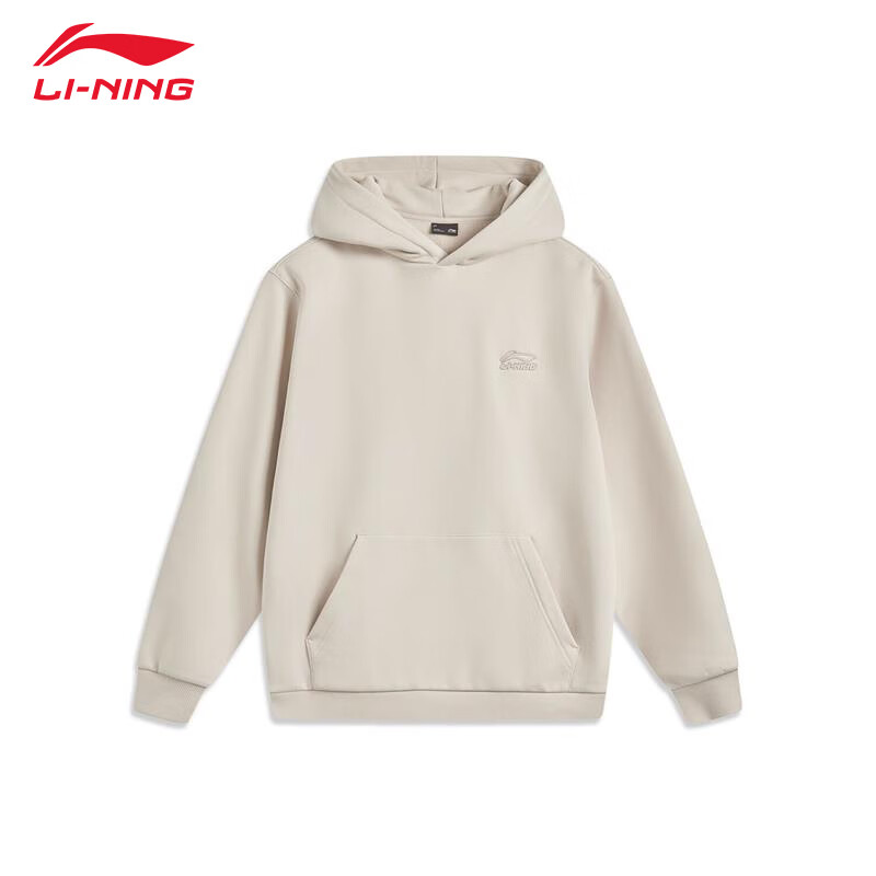 李宁套头连帽卫衣秋冬新款男女同款保暖舒适宽松百搭运动上衣 云母灰新 3XL