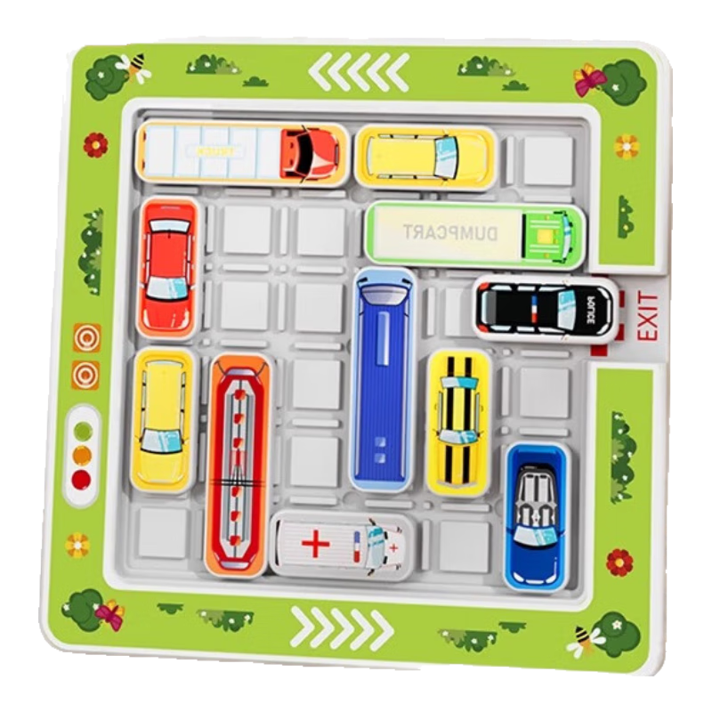 古欧儿童迷宫停车场华容道玩具汽车滑动拼图益智移出车库3-6生日礼物