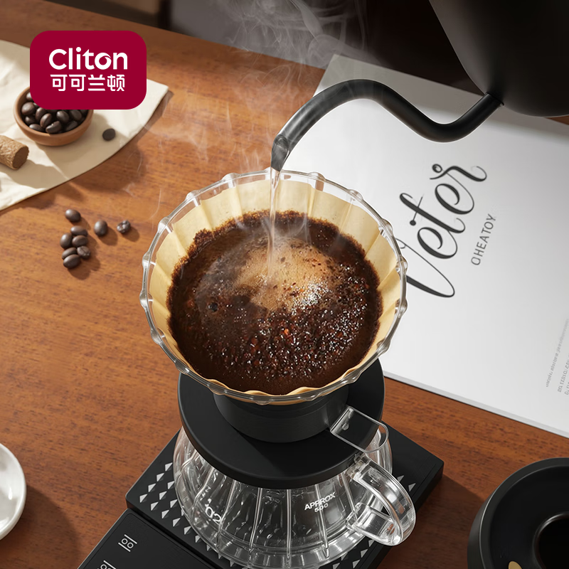 CLITON聪明杯手冲咖啡滤杯滴漏式分享壶家用咖啡壶过滤网过滤器1-4人份