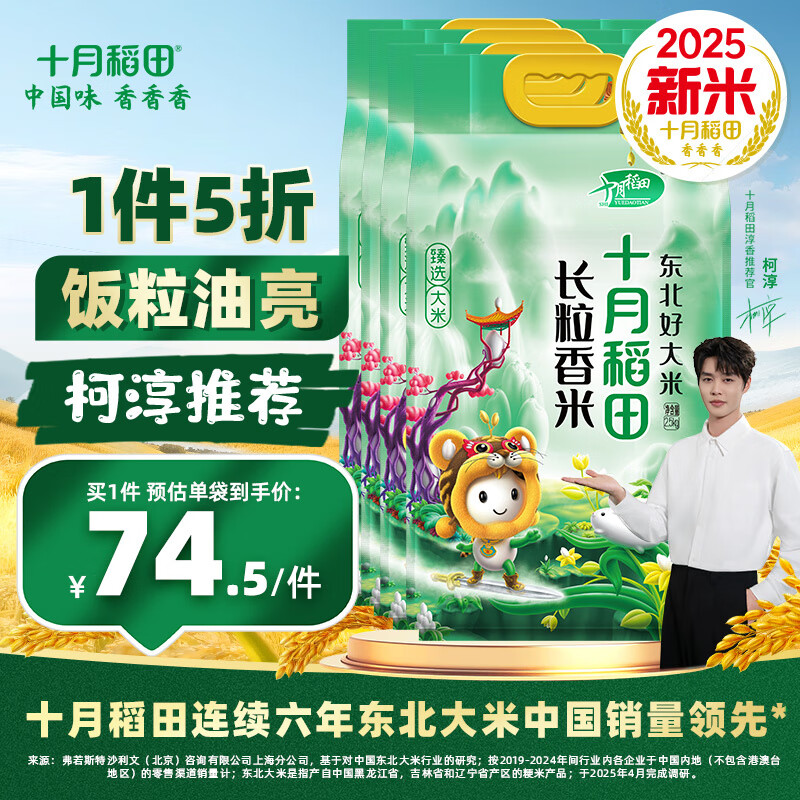 十月稻田 长粒香米  2.5kg*4袋 东北大米 粳米 香米
