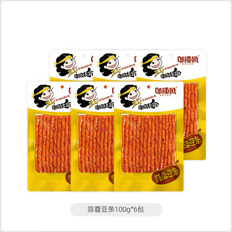 邬辣妈素牛筋 蒜蓉豆条麻辣条 蒜蓉豆条100g*6包