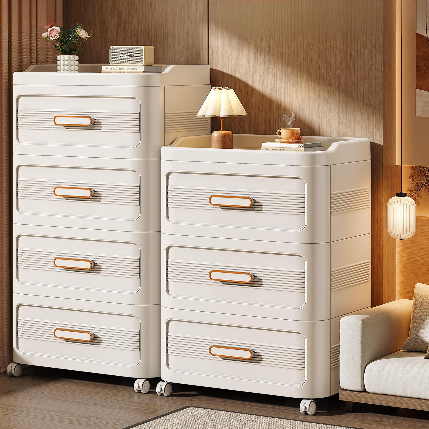 邦尼美家免安装收纳柜家用卧室床头柜可移动抽屉式储物柜多层夹缝置物柜 42cm面宽-二层-带轮 放心购（破损免费补发）