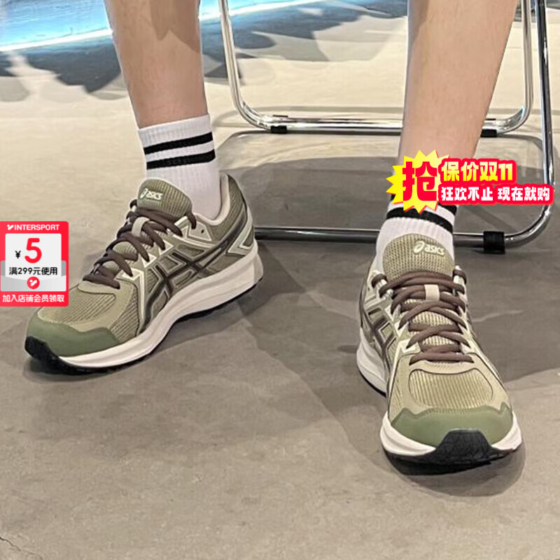 亚瑟士（asics）跑步鞋男鞋 2025春季新款JOG 100复古宽楦运动鞋轻量透气跑鞋女 JOG 100/山野绿/建议拍大半码 38 5.5/240mm
