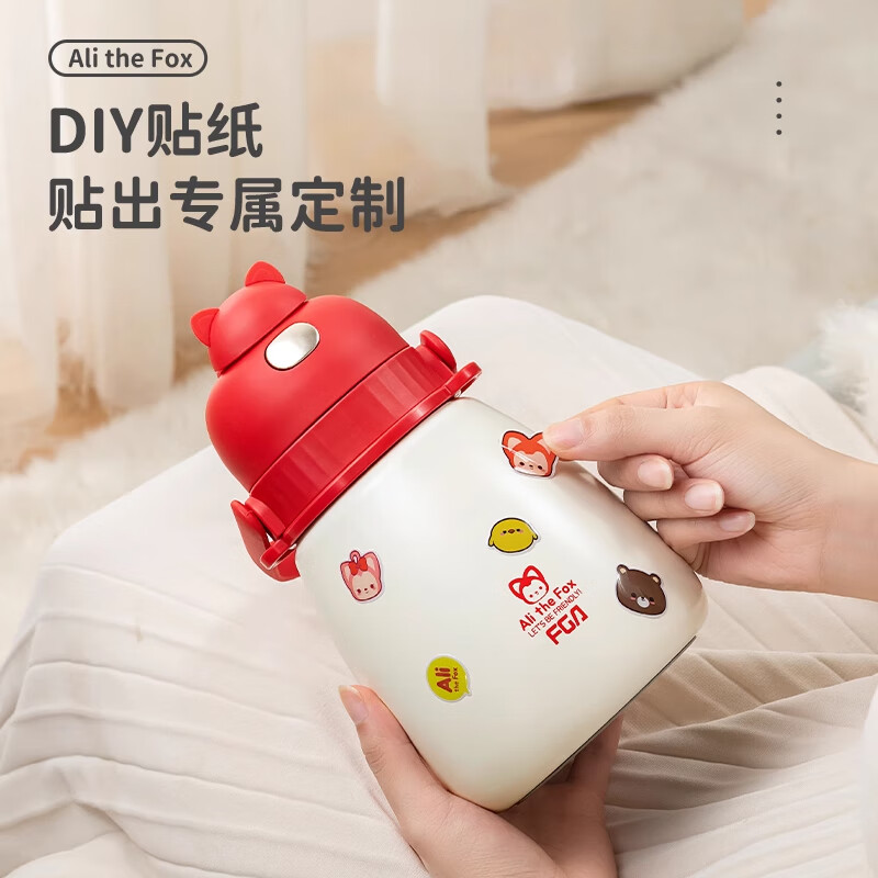 富光保温杯女士儿童学生杯子高颜值大容量水壶吸管水杯网红大肚杯 阿狸红820ml【316L内胆+抗菌吸嘴】