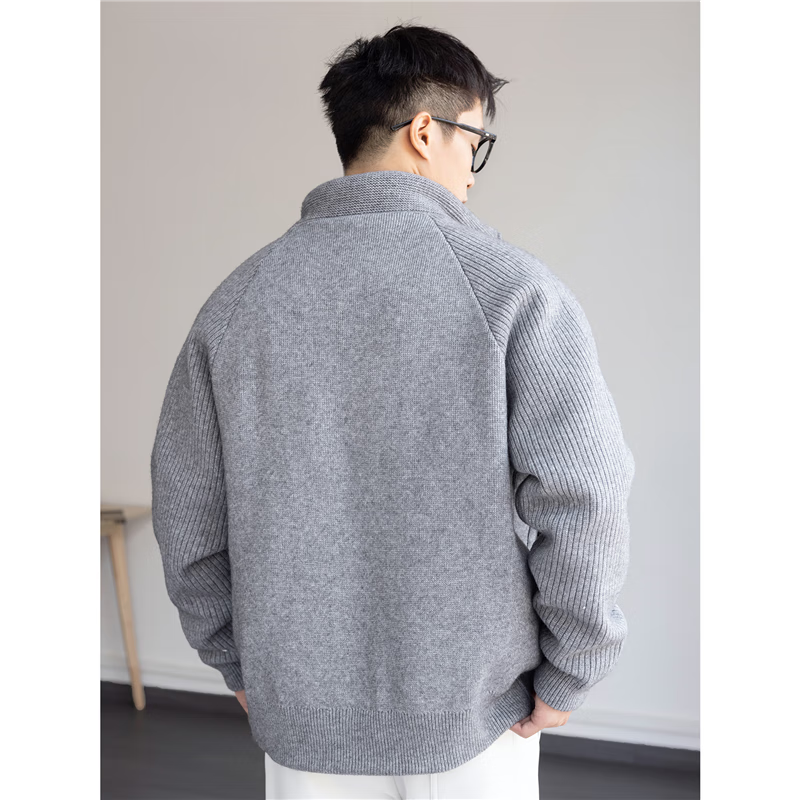 90%白鸭绒保暖针织羽绒服男士立领毛衣冬季新款宽松大码休闲外套 灰色 591 【90%白鸭绒】 3XL 建议 186-205斤