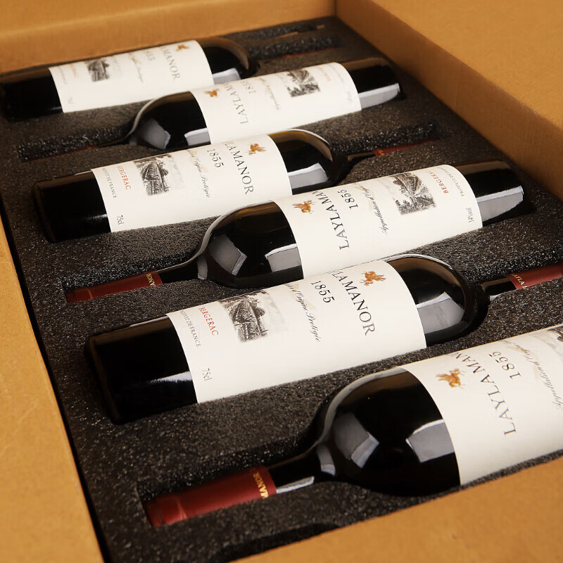 LAYLA【法国蕾拉】进口红酒14度AOP级老藤干红葡萄酒750mlX6支礼盒装