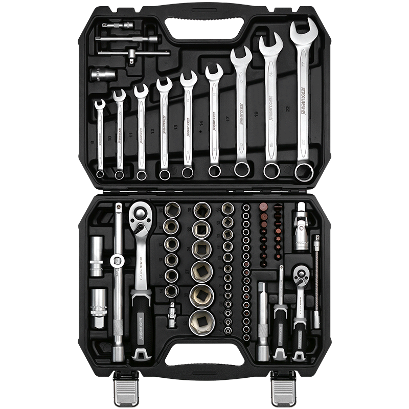 京選(JERXUN)82件汽修工具套棘輪扳手裝套筒扳手全套小飛套裝摩托車修車工具箱