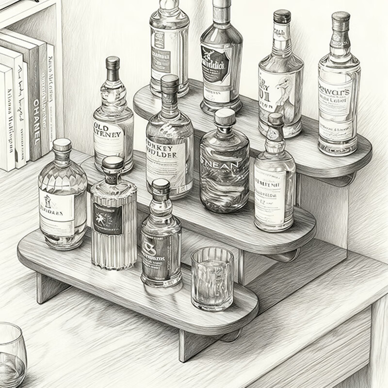 尔思家红酒摆放架酒架置物架酒柜展示架简约家用小型台置式入户玄关柜 【胡桃-黑茶】-三层