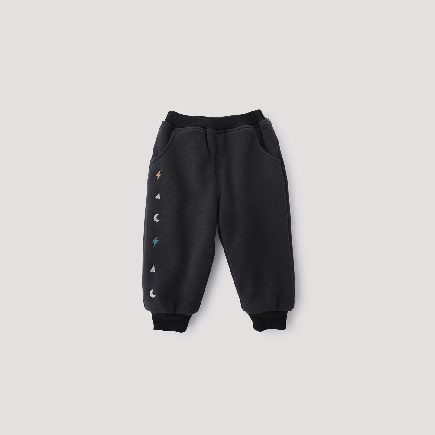 巴厘小猪儿童加绒裤子女童秋冬2025新款加厚保暖裤宝宝休闲长裤男童运动裤 石墨灰 80