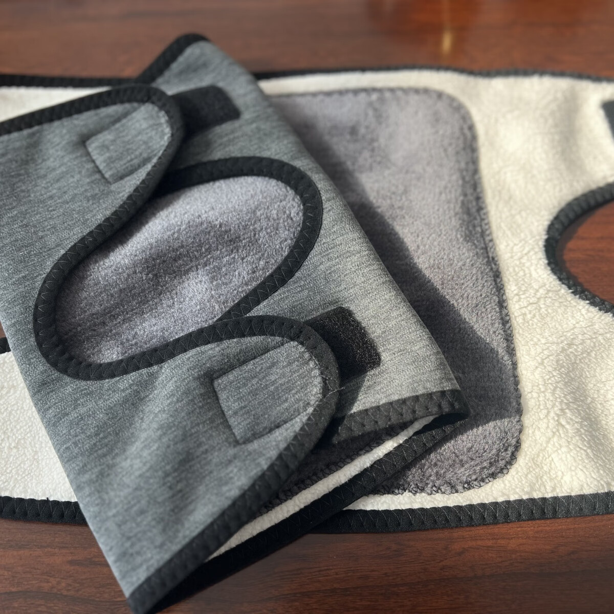 常为者秋冬加绒保暖护膝防老寒腿加厚男女粘扣骑车老人膝盖关节防寒护套 魔术贴可调节灰色加绒面