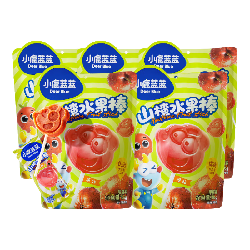 小鹿蓝蓝山楂棒棒糖 原味5袋 5.98元（到手5袋，共29.9元）