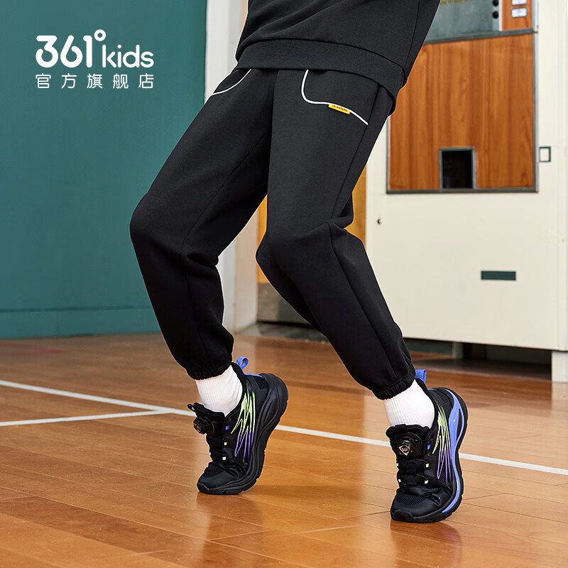 361°童装男女童针织套装2026年秋季新款通码套装 经典黑/经典黑 150