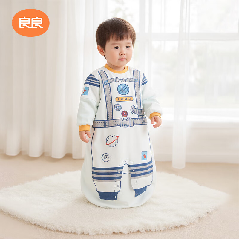 良良【粉丝专属】婴儿秋冬加厚夹棉宝宝可拆袖棉儿童防踢被包裹式睡袋 【一体-太空·200g】80码 身高75-85cm 80cm（身高75-85cm）1-2岁