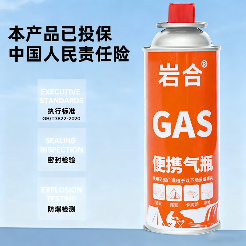 岩合卡式炉气罐通用 tj便携户外野营烧烤安全防爆气瓶 丁烷瓦斯煤气罐 220g*4瓶