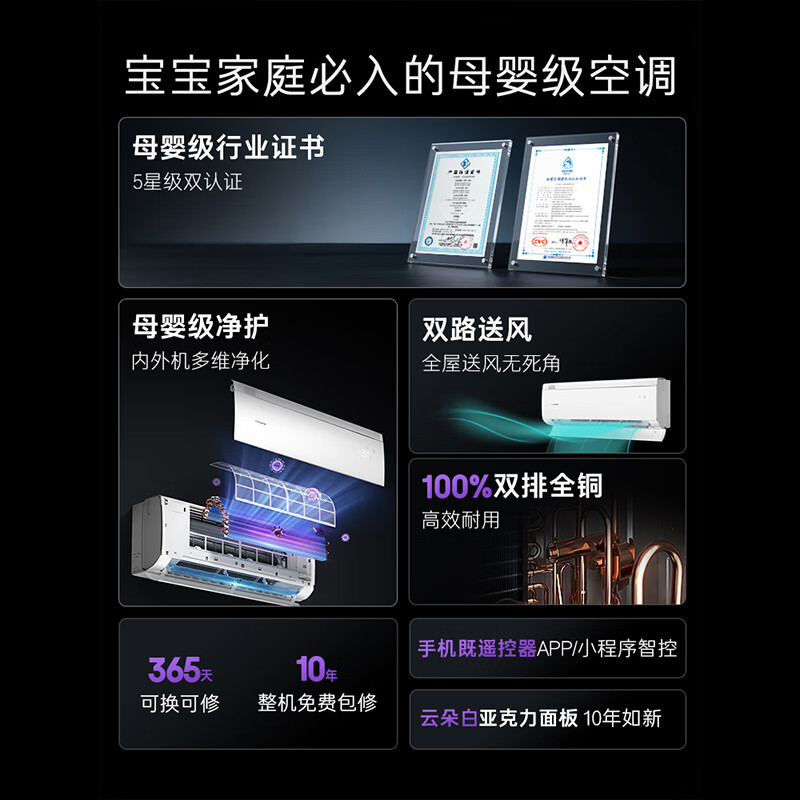 卡萨帝(Casarte)空调1.5匹 星悦 国家补贴 壁挂式卧室挂机 新一级能效 冷暖变频 CAS3530FCC(81)U1 以旧换新