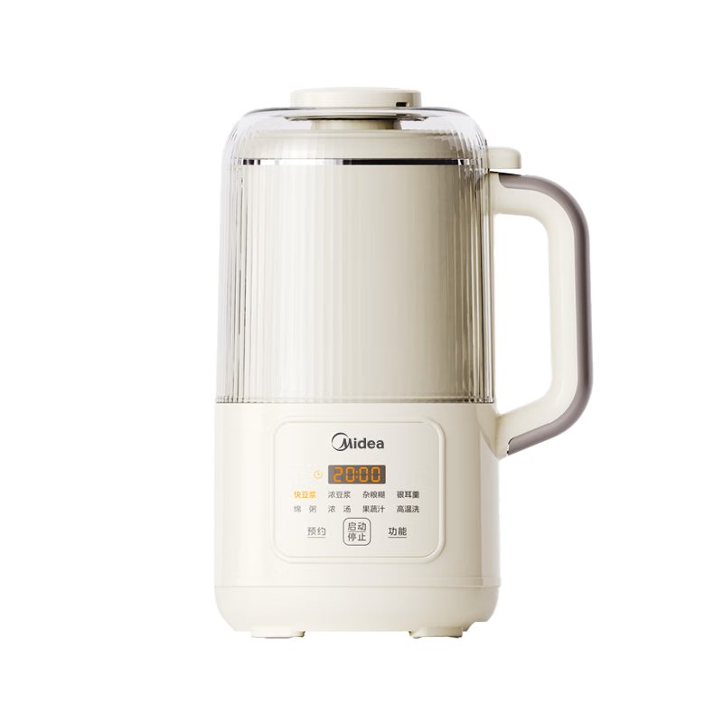 美的（Midea）豆浆机破壁机1.2L大容量4-5人轻音降噪 家用全自动一体免煮免洗新款 免滤防糊底榨汁料理机 YC23