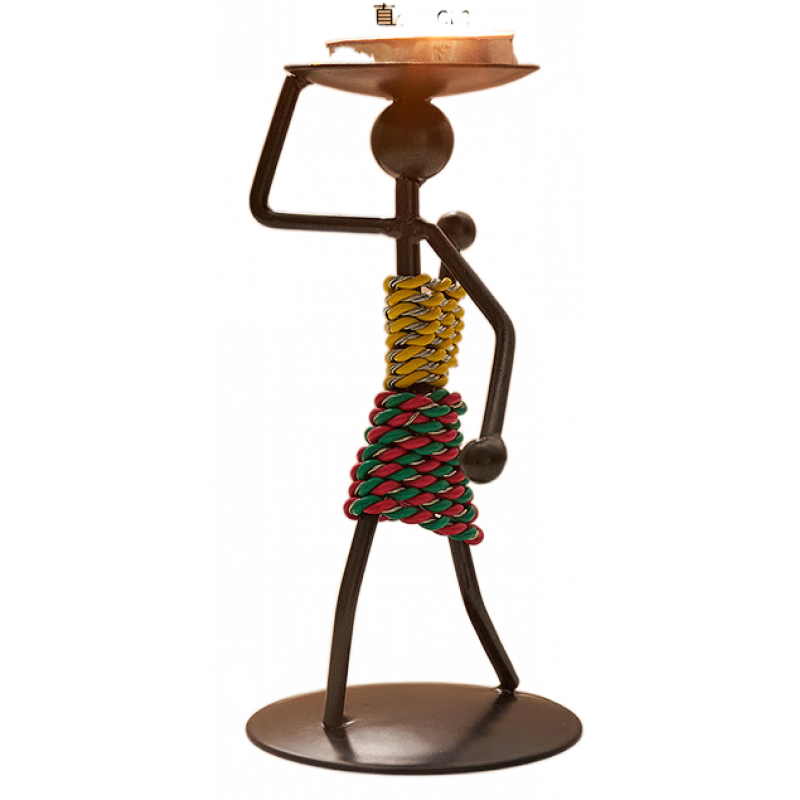 翻舊事鐵藝蠟燭臺家用燭光晚餐餐桌裝飾品氛圍輕奢歐式創(chuàng  )意覆古燭臺擺件 頭頂燭臺