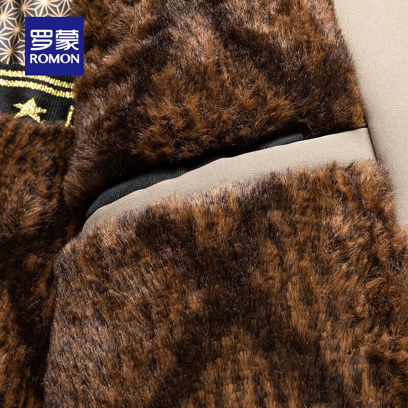 罗蒙（ROMON）干部装立领加绒棉服男秋冬新款加厚保暖防寒外套男中老年爸爸装 藏青 XL 180 （建议120-140斤）