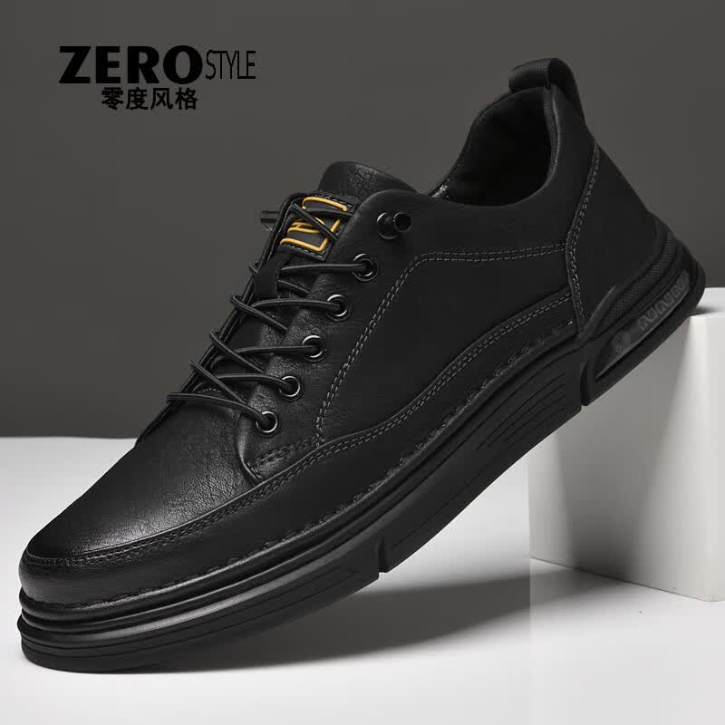 零度风格·ZERO STYLE轻奢男鞋真皮板鞋2026新款防臭耐磨休闲百搭高档牛皮鞋子男 灰色【品牌男鞋】 41 【标准皮鞋码】