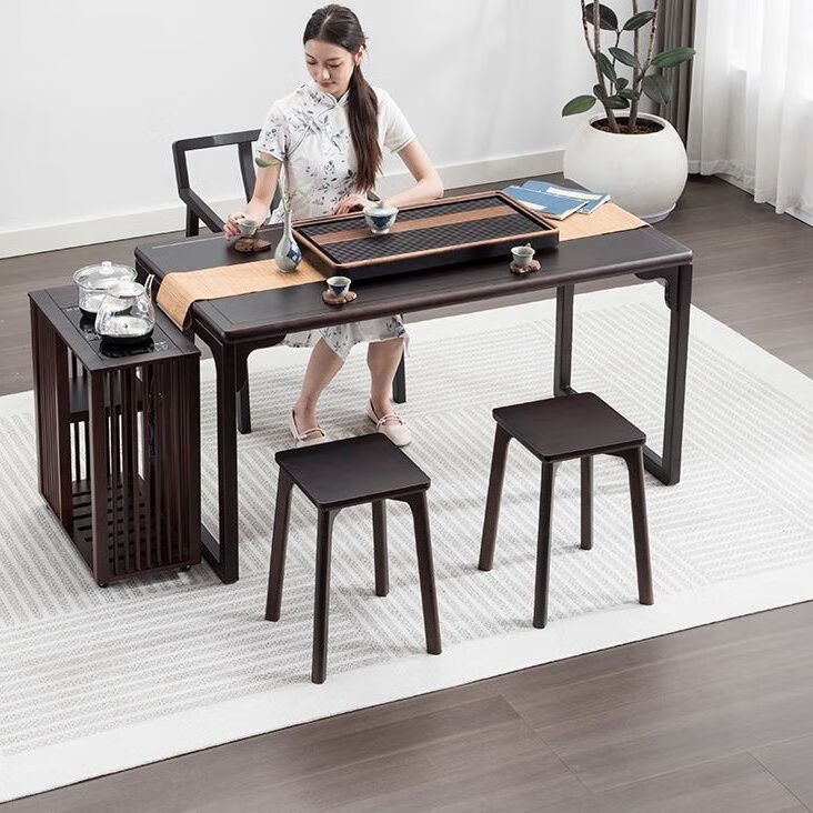 迈途森复古楠竹茶桌椅组合小型家用中式泡茶台阳台办公室高端茶几博古架 【后背摇摇奥椅】