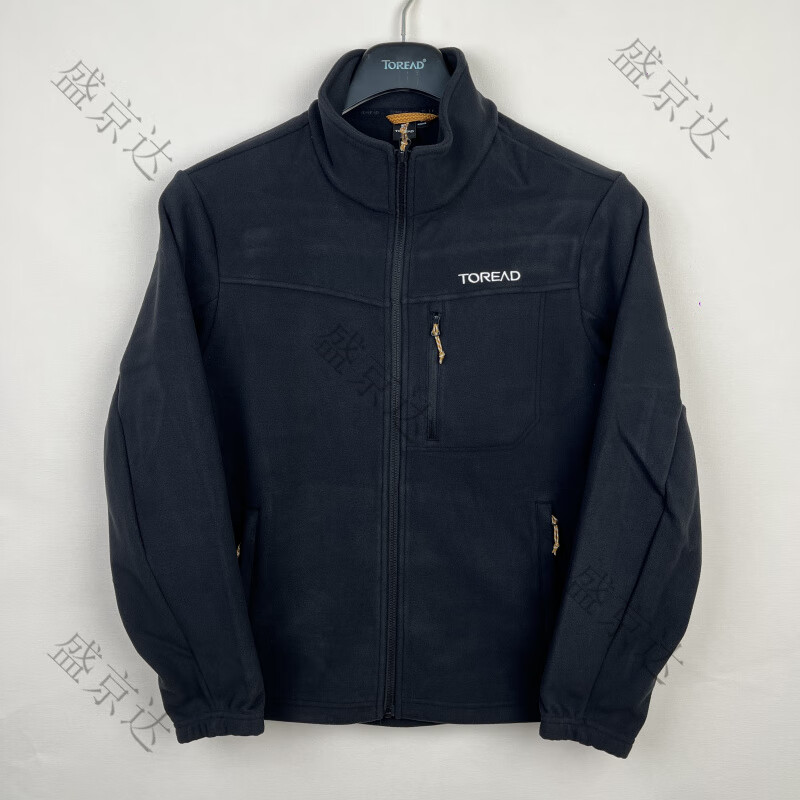 探路者抓绒衣男23秋冬户外柔软舒适保暖抗静电抓绒服 黑色 S