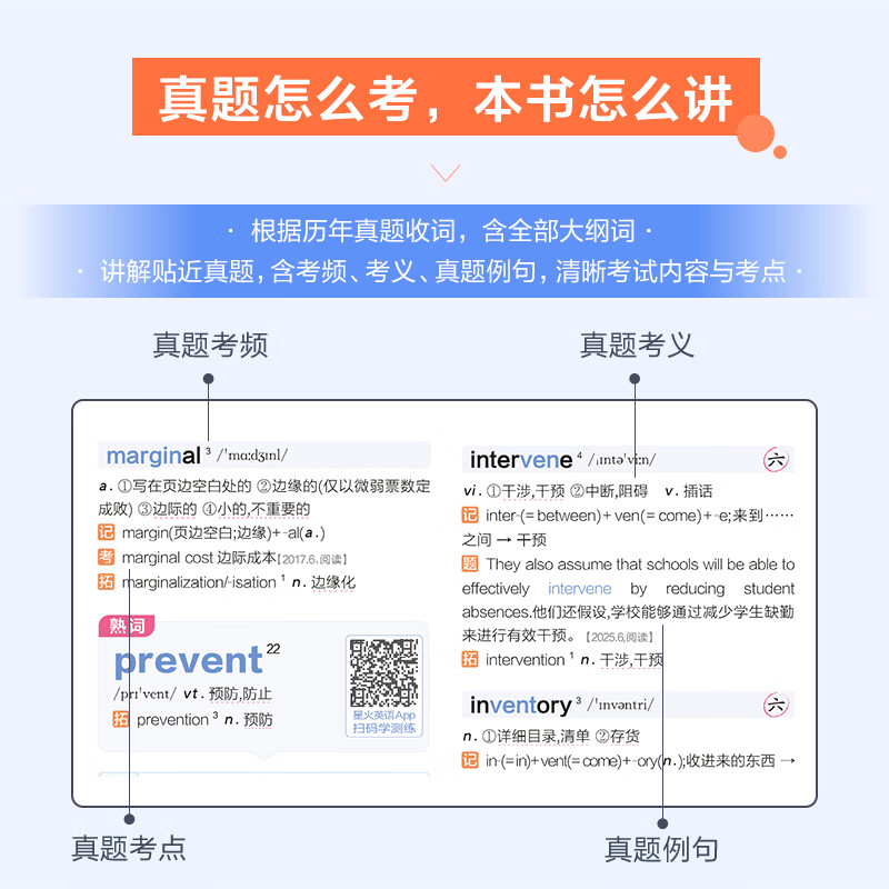 星火英语四六级备考大学英语四级六级真题词汇单词书cet46级阅读听力写作翻译专项训练四六级备考2026年6月 六级背单词】六级级词汇巧记速记