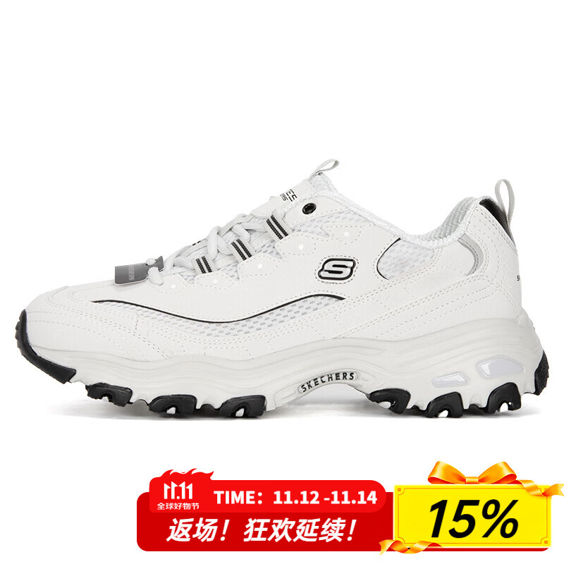 斯凯奇（Skechers）男鞋夏季2025新款熊猫鞋透气网面休闲鞋厚底增高老爹鞋运动鞋 894193-LTGY 43