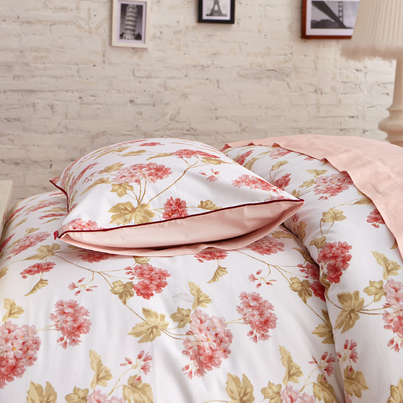 柳庭 家纺 全棉60支贡缎枕套 纯棉枕头套一对装 宫廷 48x74cm