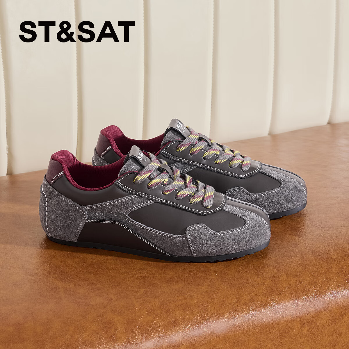 星期六厚底内增高德训鞋女款2025新款秋季女鞋经典百搭阿甘运动鞋 灰色 35