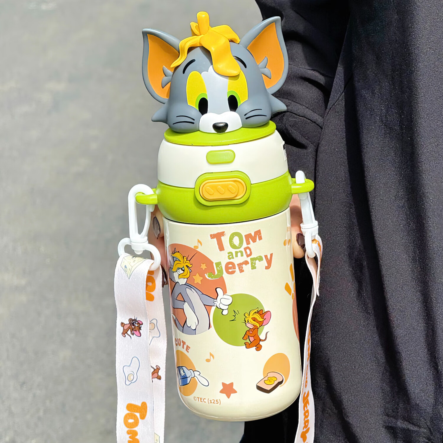 oktp猫和老鼠儿童保温杯学生上学专用卡通吸管水杯子可爱情侣卡通水壶