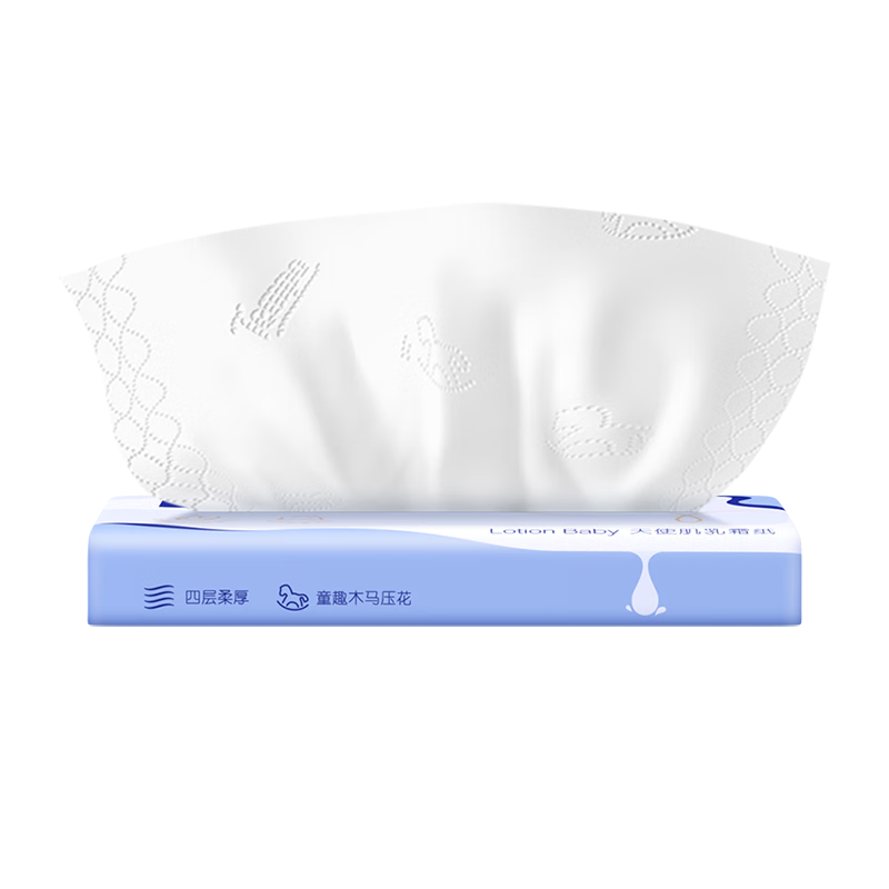 得宝（TEMPO）Lotion Baby天使肌婴儿乳霜纸 4层加厚36抽/包 母婴适用 抽纸
