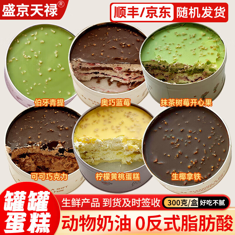 盛京天禄盒子蛋糕罐子蛋糕 罐罐蛋糕小蛋糕巧克力抹茶 铁罐蛋糕下午茶甜点 奥巧蓝莓味300g*1罐