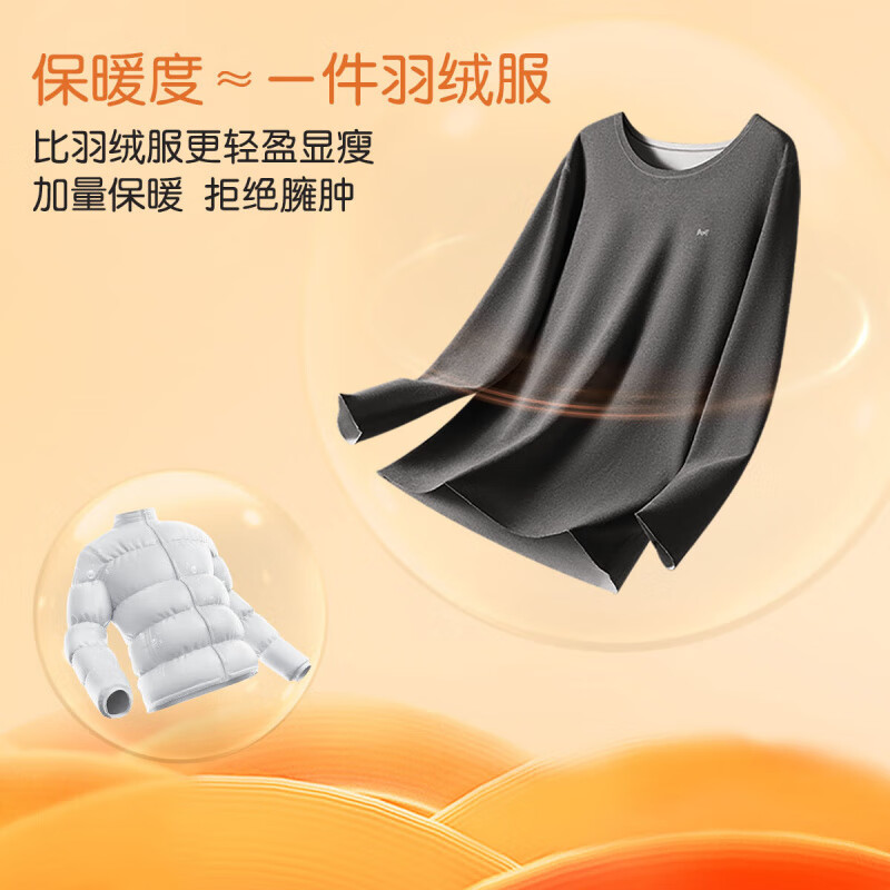 猫人(MiiOW)女士保暖内衣女秋冬羊毛蚕丝情侣透气润肤圆领无痕秋衣秋裤套装 麻灰-男款 (羊绒蚕丝) XL (建议120-150斤)