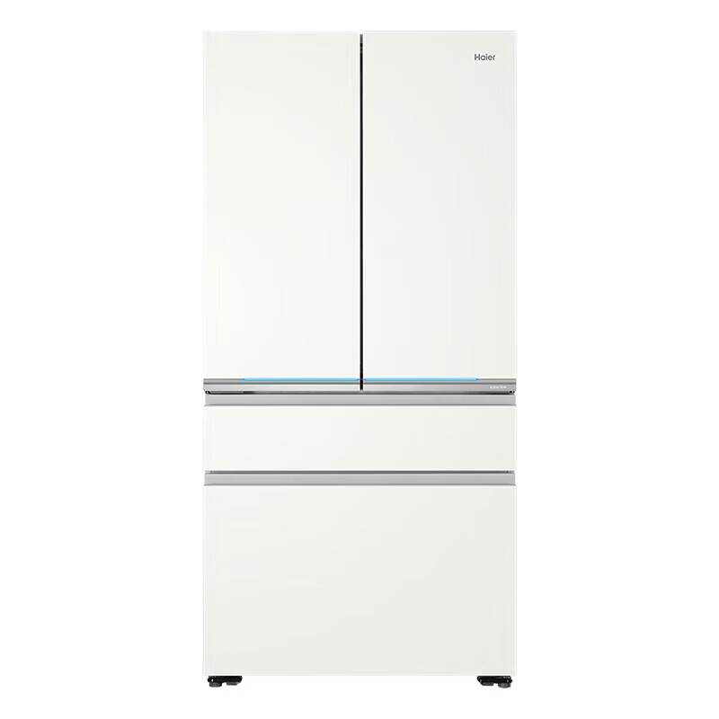 海尔(Haier)全空间保鲜法式四门多门冰箱 家用大容量571升超薄零嵌入式 一级能效 风冷无霜 571L白色玻璃面板电冰箱