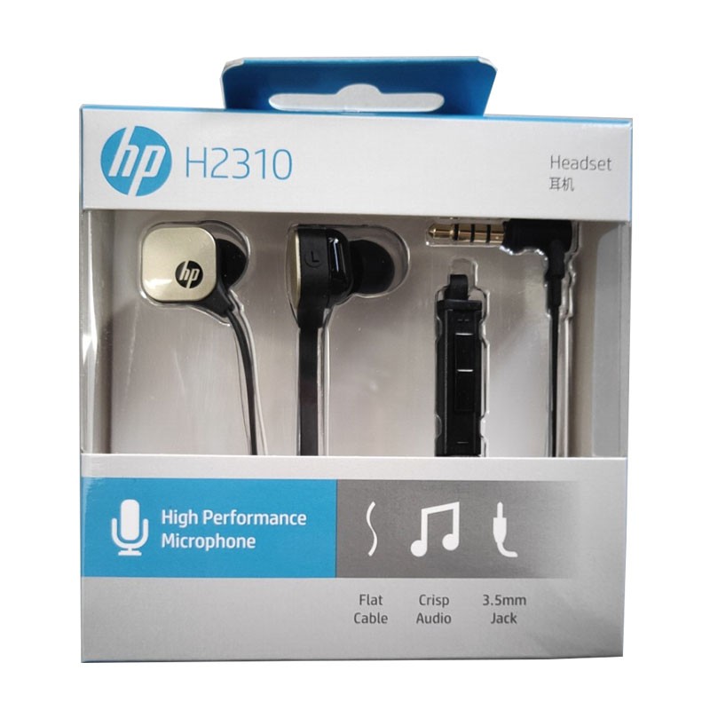惠普（HP） 入耳式H2310电脑耳机 手机耳机 扁线鞋带手机通话音乐时尚便携通用耳机 金色