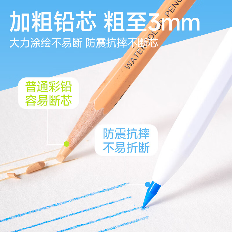 空色彩铅免削彩色自动铅笔可擦油性儿童画画学生美术彩笔幼儿园奖品3.0粗芯上色画笔杆可换芯绘画文具 24色免削彩铅【送削笔器】 现货速发