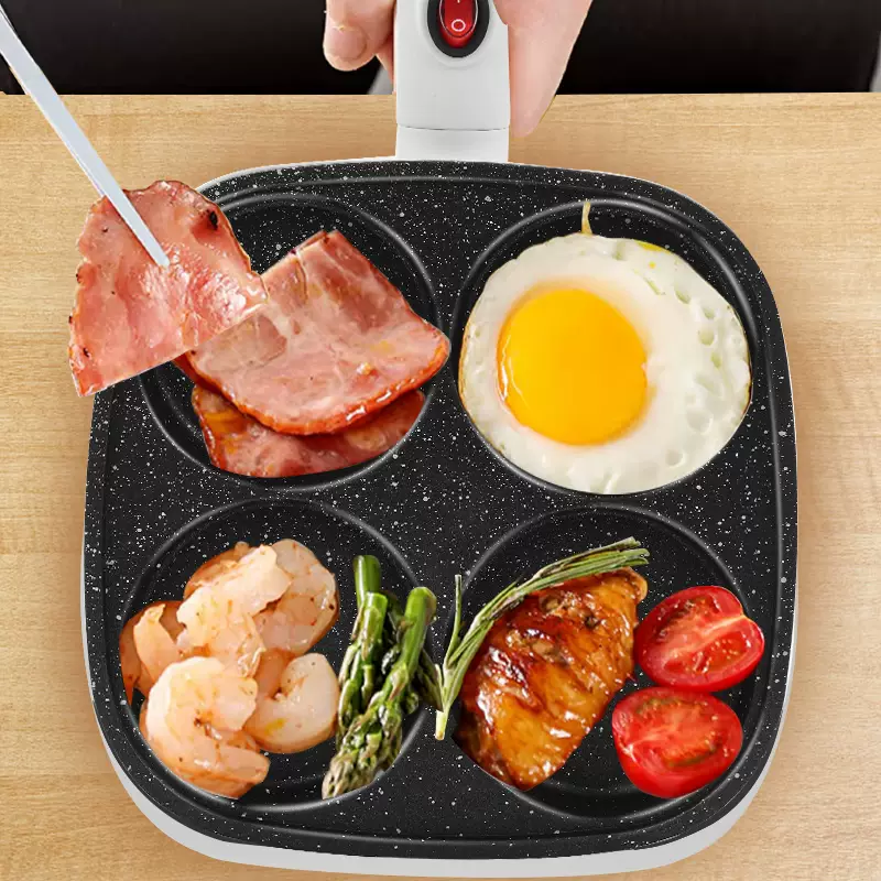 堡锅不粘锅多功能肉蛋神器汉堡机平底煎电蛋家用煎蛋锅早餐饼饺锅 三合一插电汉堡锅带盖