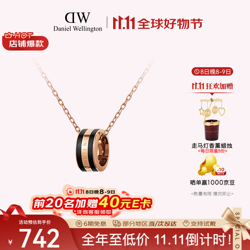 丹尼尔惠灵顿（DanielWellington）DW项链女情侣吊坠百搭时尚锁骨链七夕情人节礼物送女友DW00400305