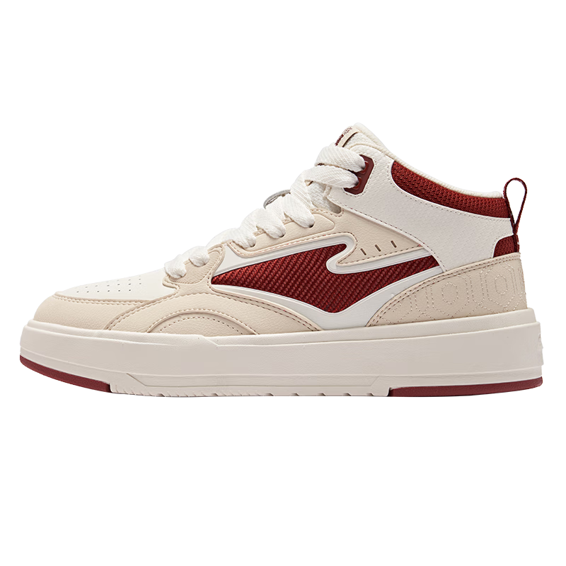 鸿星尔克男鞋高帮板鞋冬季新款厚底加绒棉鞋休闲鞋男子运动鞋子契约4.0 蛋奶灰/微晶白 44