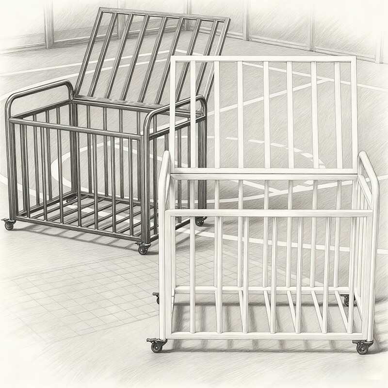 尔思家篮球架收纳学校操场移动置物架幼儿园足球排球架带轮户外健身器材 特大号黑色带盖【约60个球】