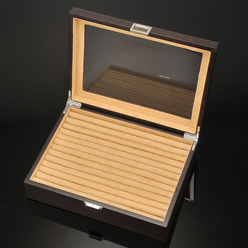 儷麗白蠟戒指盒盒首飾盒袖扣收藏盒耳釘盒帶扣 淺啡色內(nèi)飾新現(xiàn)貨